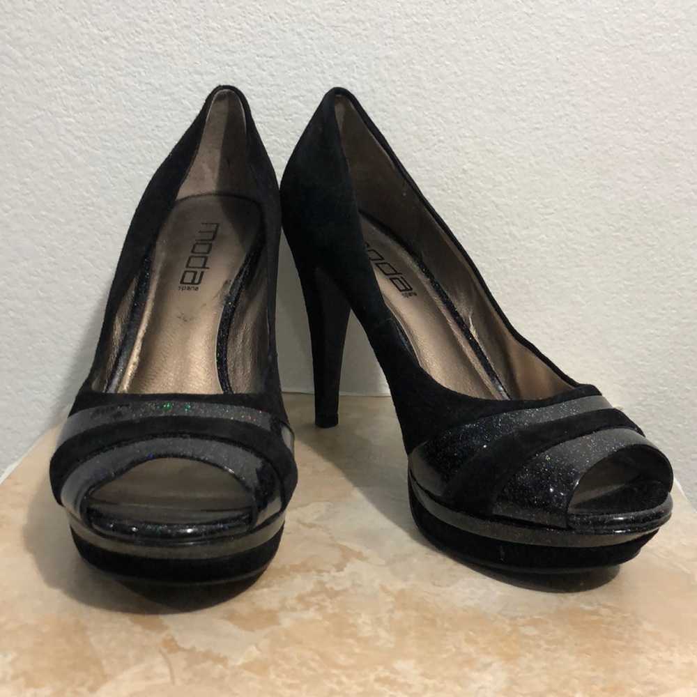 Black sparkle heels